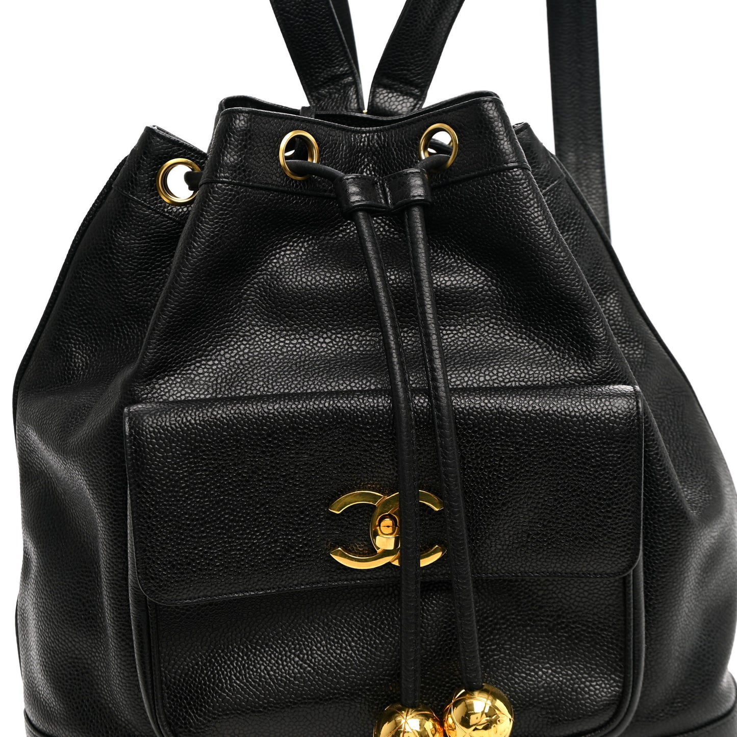 Caviar Drawstring Backpack Bag Black