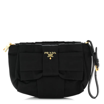 Prada Tessuto Nylon Bow Wristlet Black 1 of 8