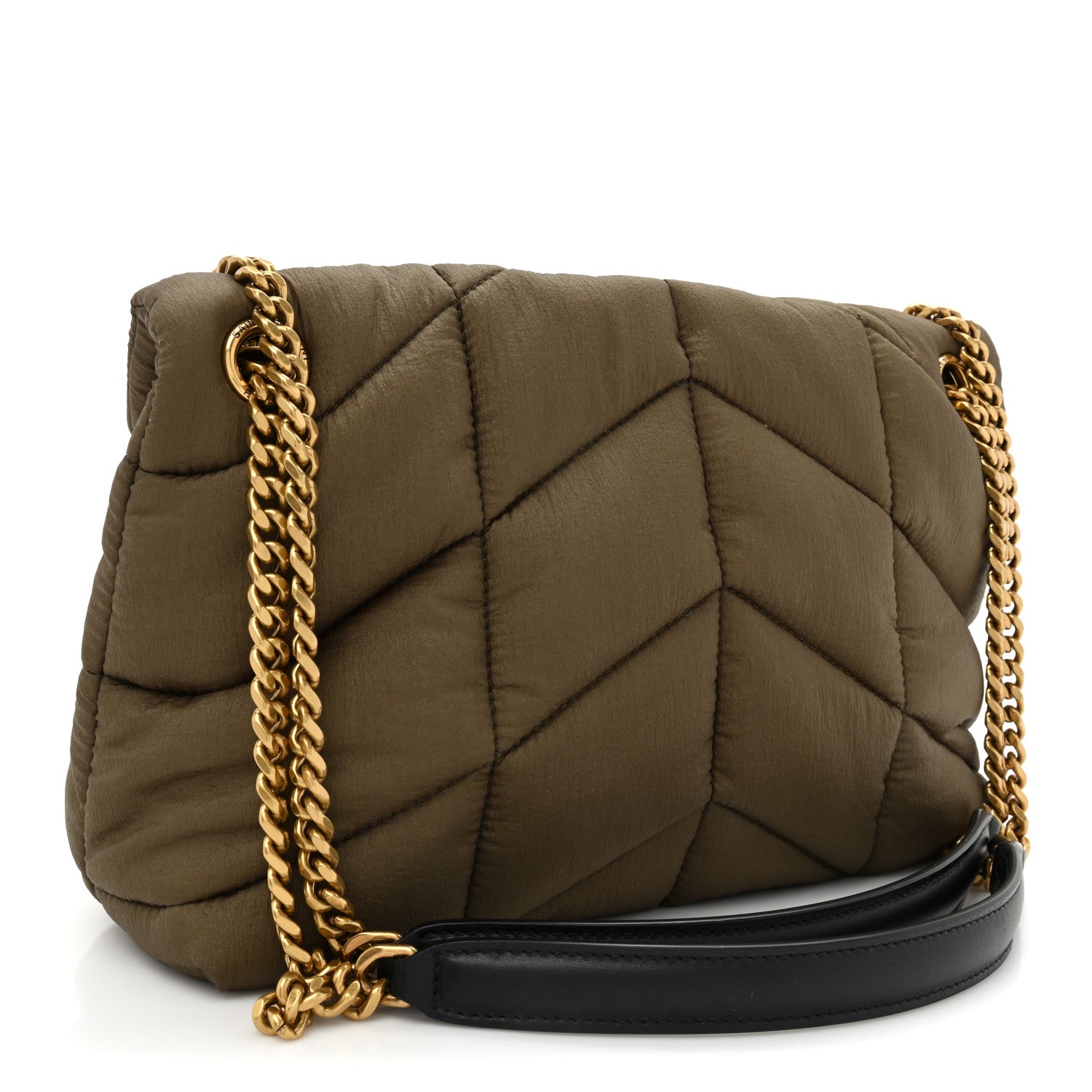 Saint Laurent Nylon Quilted Small Loulou Puffer Monogram Chain Satchel Military Green 3 of 9