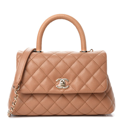 Chanel Caviar Quilted Lizard Embossed Mini Coco Handle Flap Brown 1 of 11
