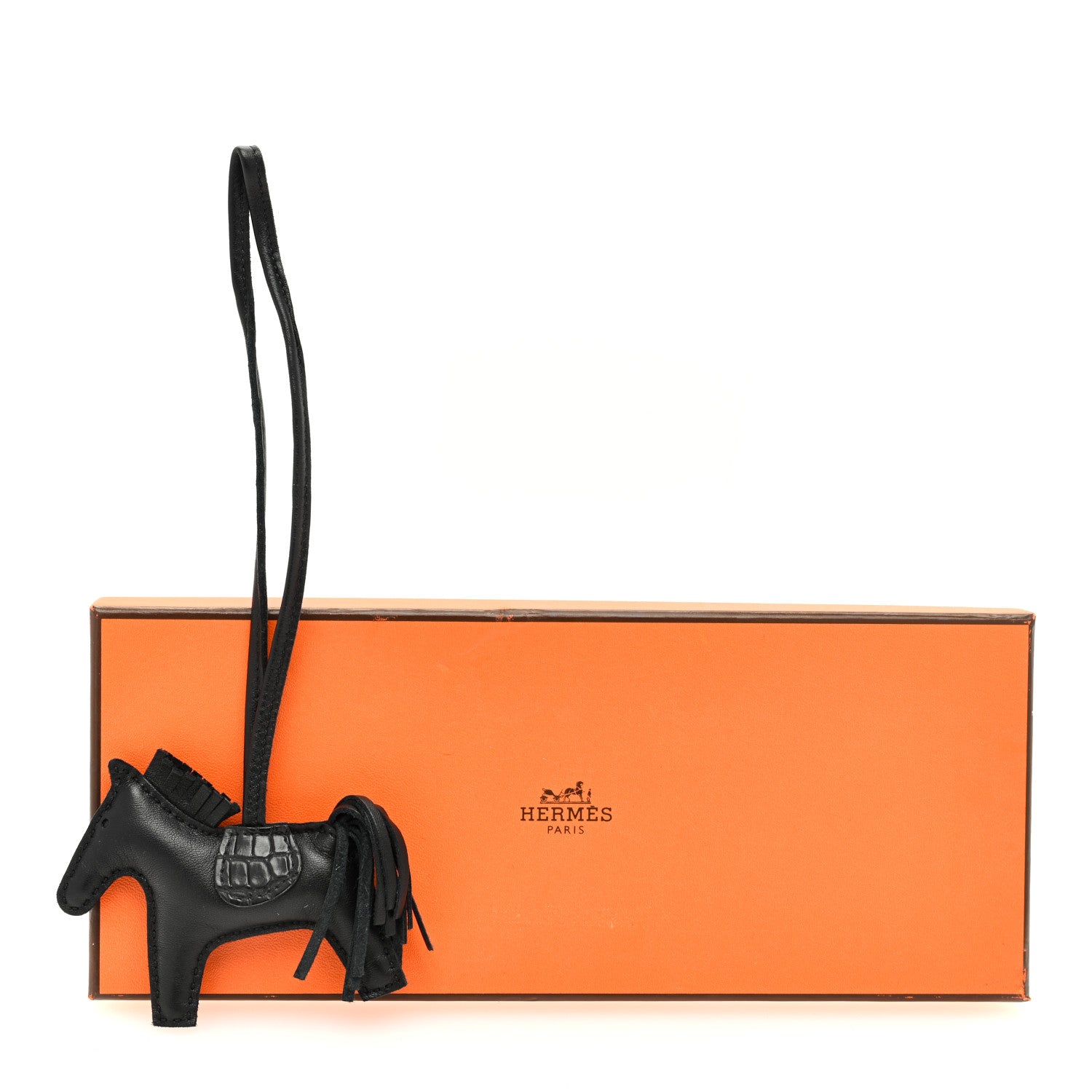 Hermes Milo Lambskin Matte Alligator Touch Grigri Rodeo Horse Bag Charm PM So Black 4 of 4