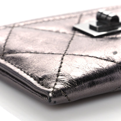 Chanel Metallic Aged Calfskin Quilted Reissue Card Holder Silver 5 of 10