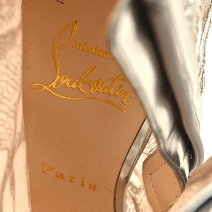 Christian Louboutin Lace Lurex Specchio Gipsybootie 100 Ankle Boots 39 Silver 7 of 10