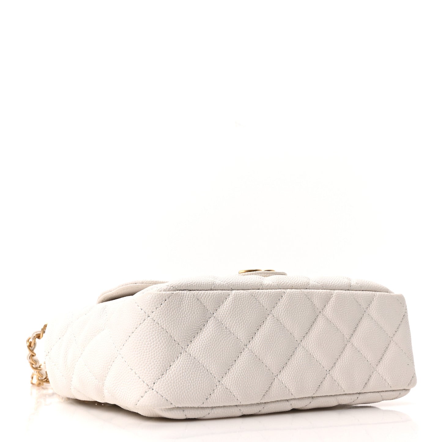 Caviar Quilted Small Wavy CC Hobo White