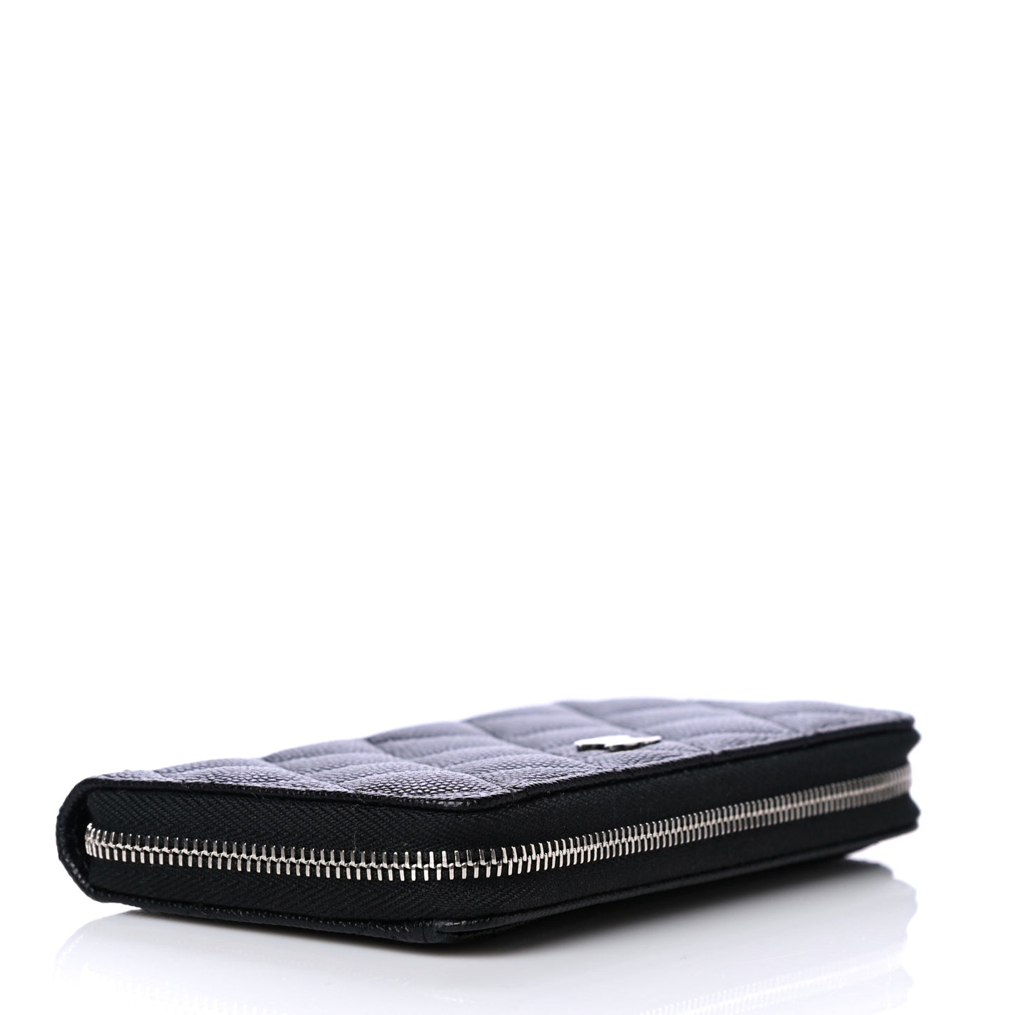 Caviar Quilted Medium Zip Around Wallet Black