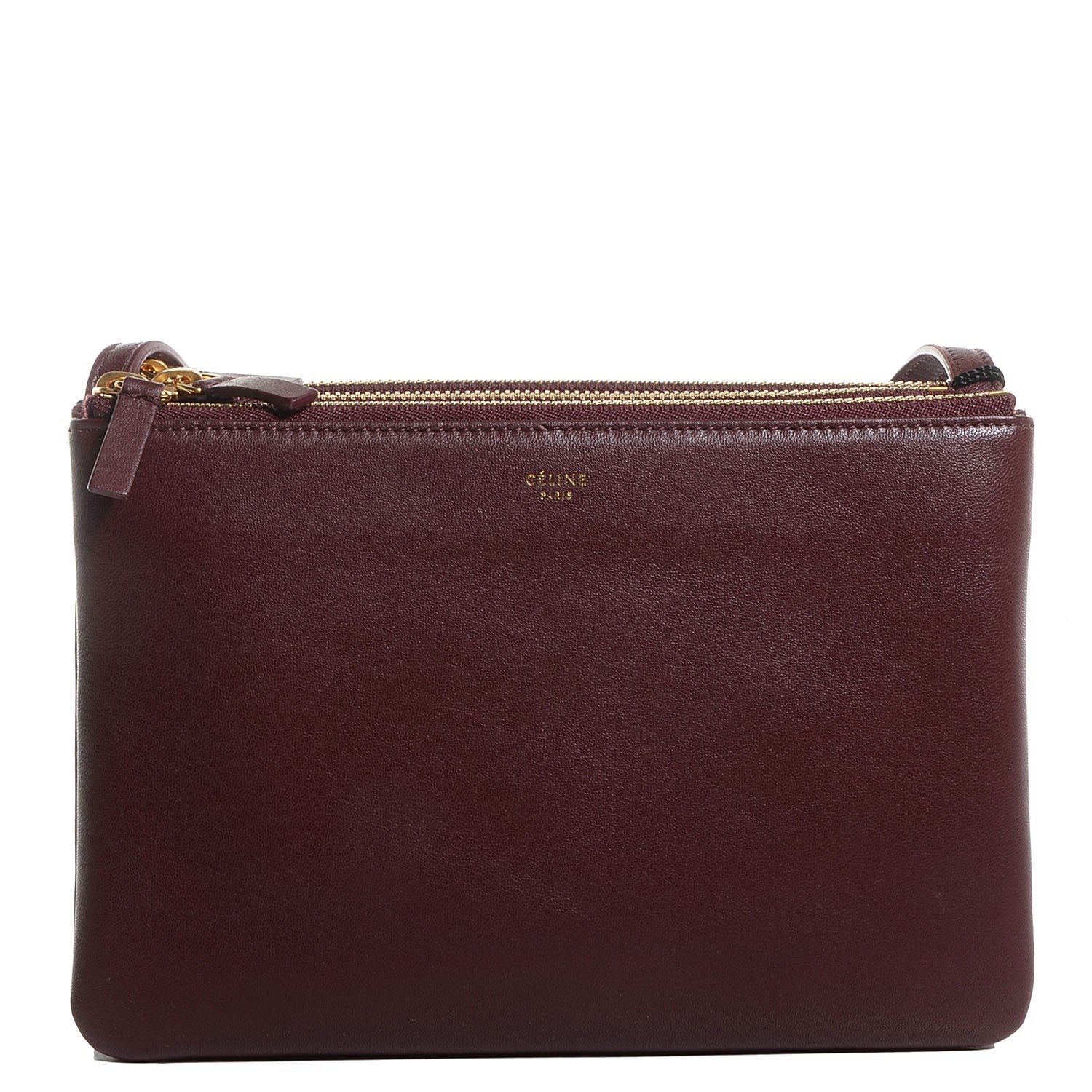 Celine Lambskin Small Trio Crossbody Bag Burgundy 1 of 7