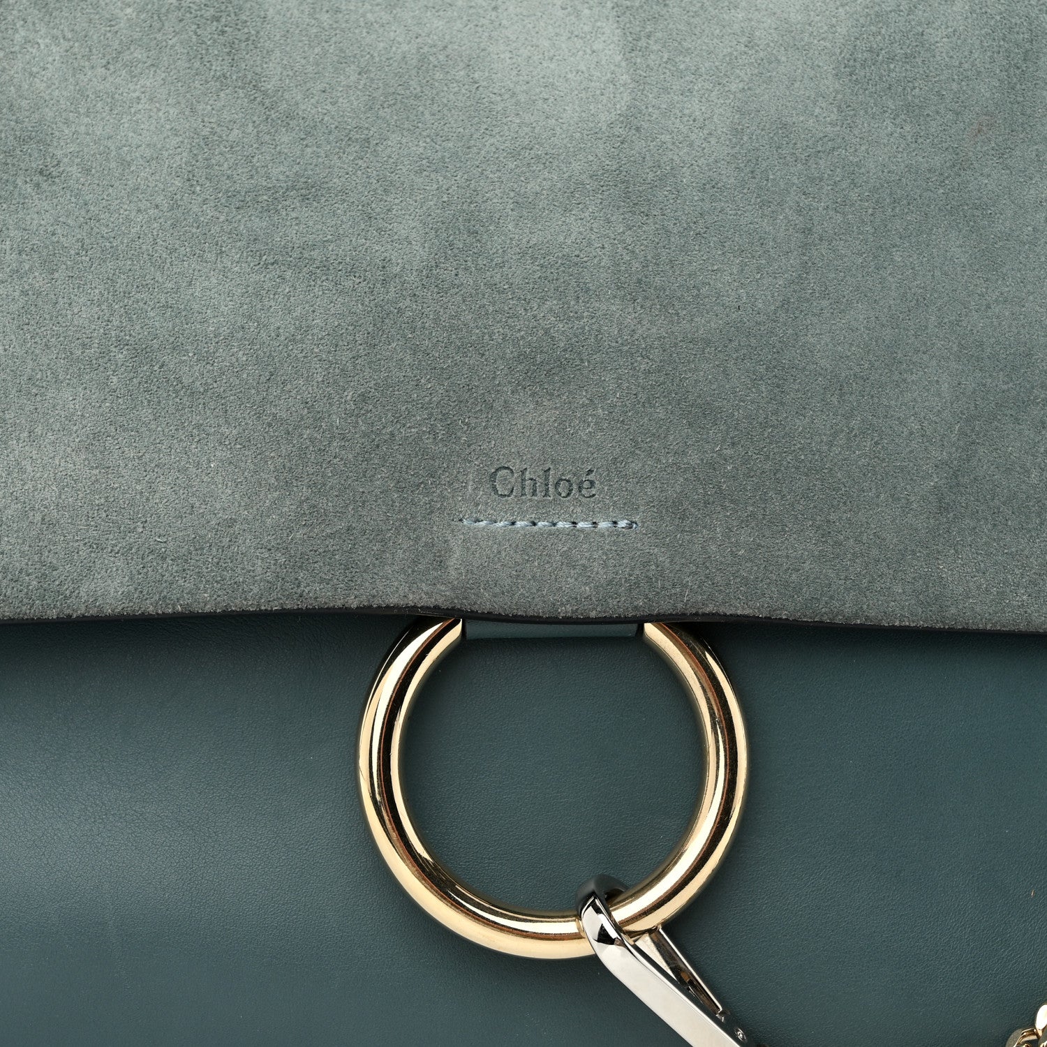 Chloe Suede Calfskin Medium Faye Shoulder Flap Bag Cloudy Blue 7 of 9