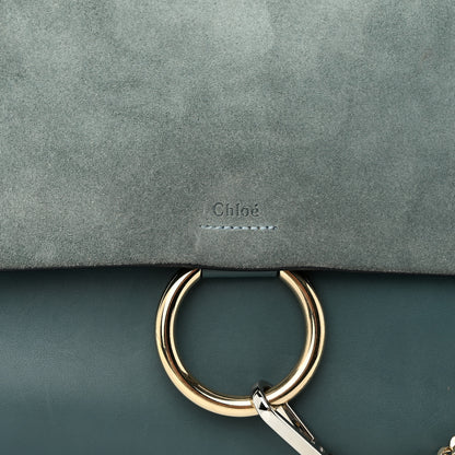 Chloe Suede Calfskin Medium Faye Shoulder Flap Bag Cloudy Blue 7 of 9