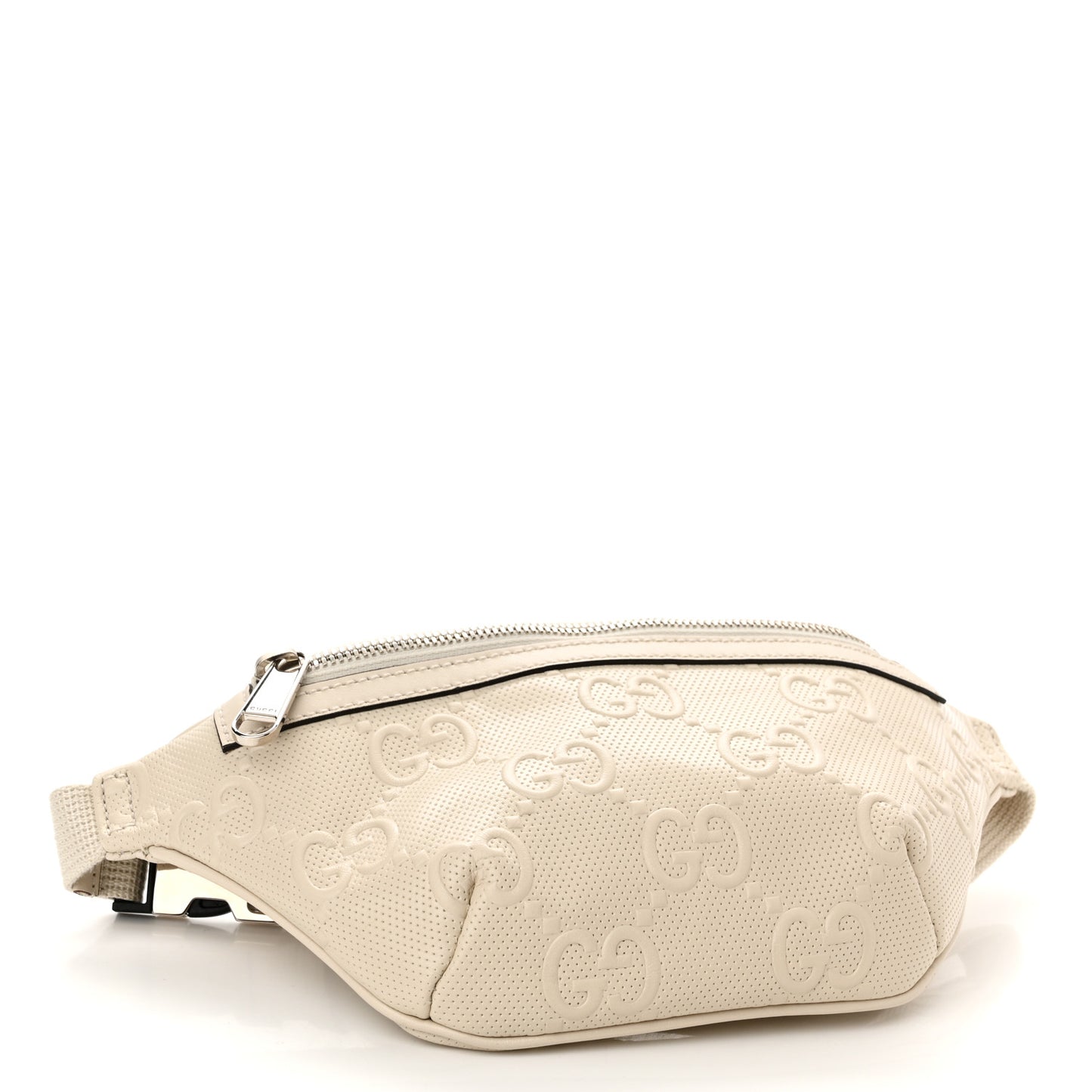 Calfskin GG Tennis Embossed Belt Bag Mystic White