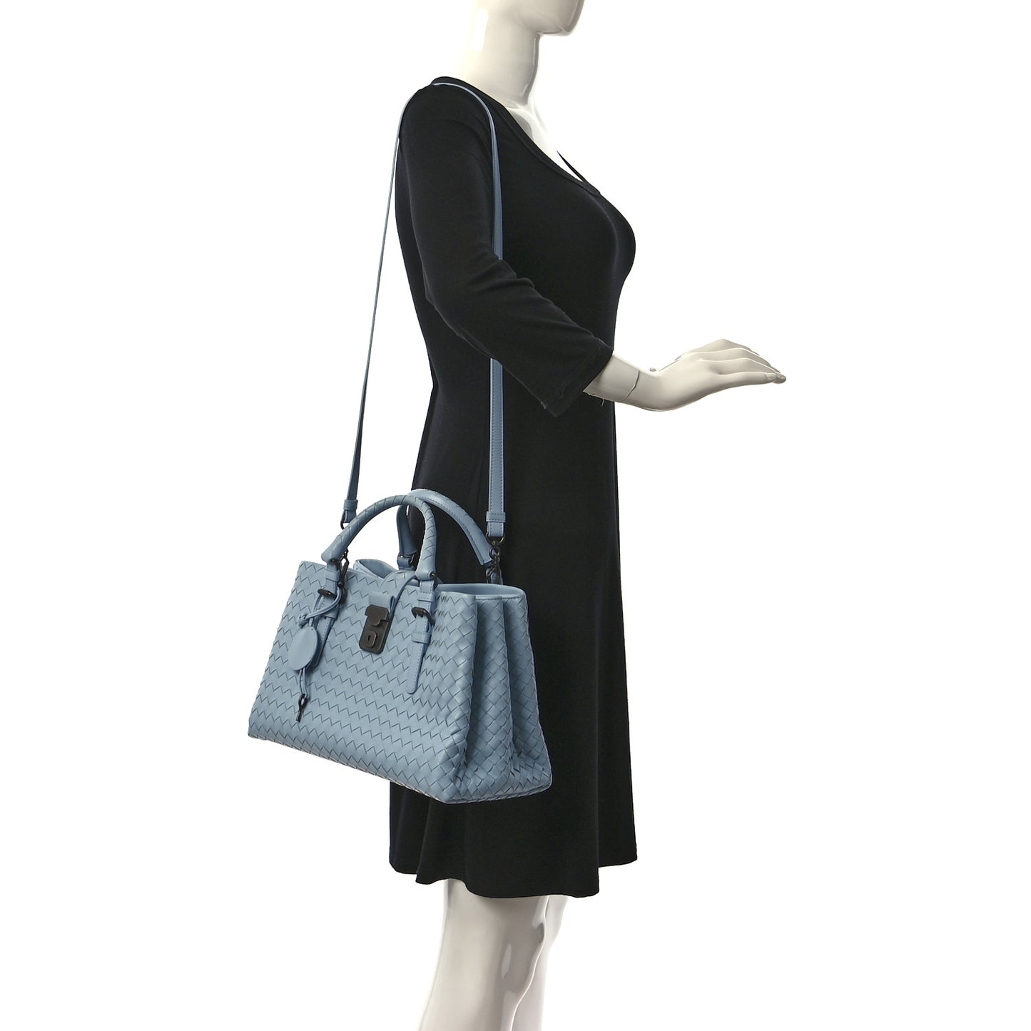 Light Calf Intrecciato Small Roma Topazio