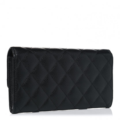 Chanel Caviar Quilted Large Gusset Flap Wallet Black 2 of 4