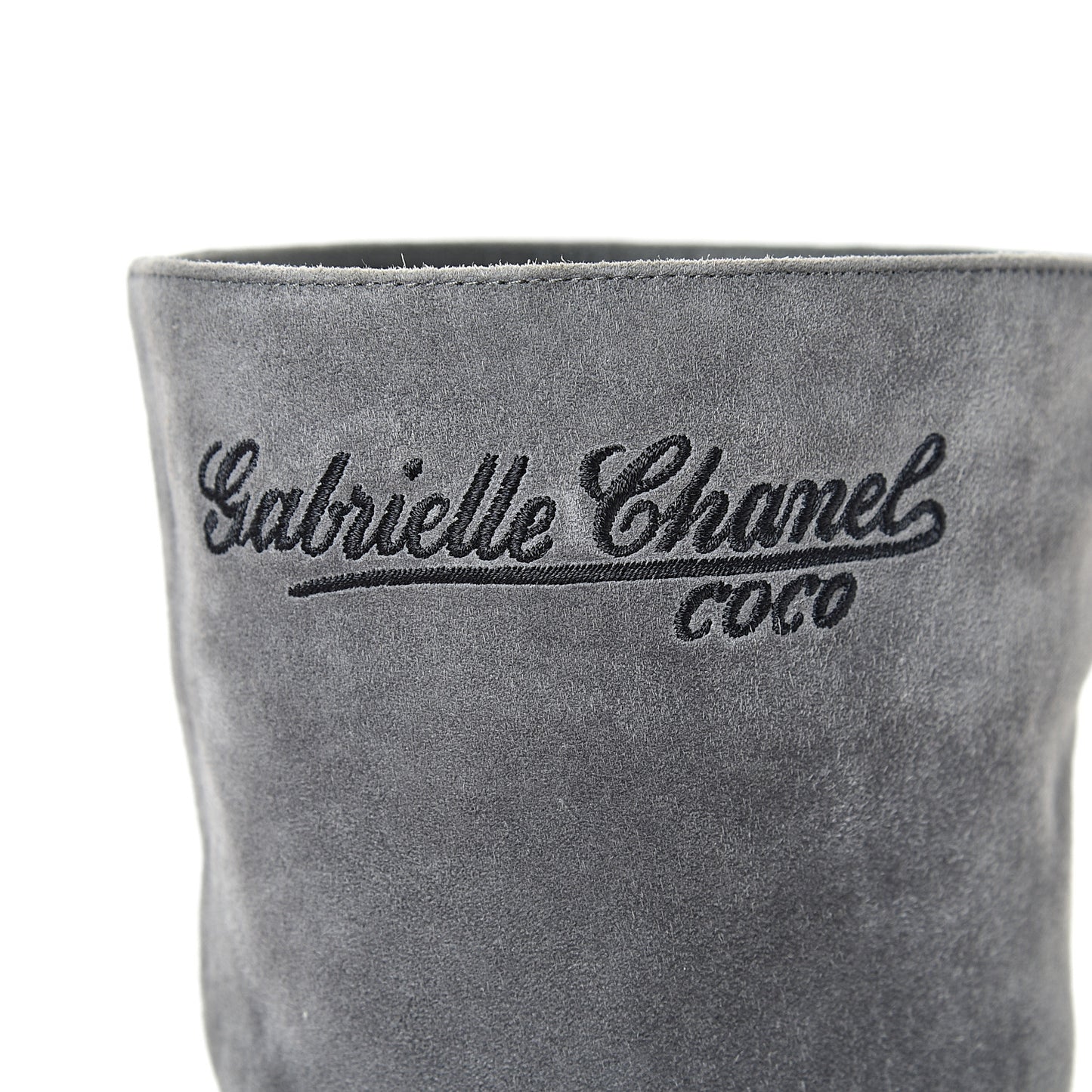 Suede Calfskin Satin Gabrielle Cap Toe Short Boots 39.5 Grey Black