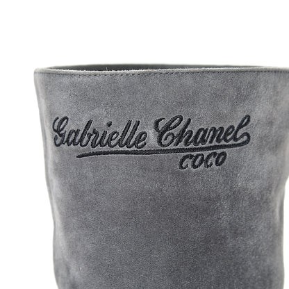 Chanel Suede Calfskin Satin Gabrielle Cap Toe Short Boots 39.5 Grey Black 8 of 10