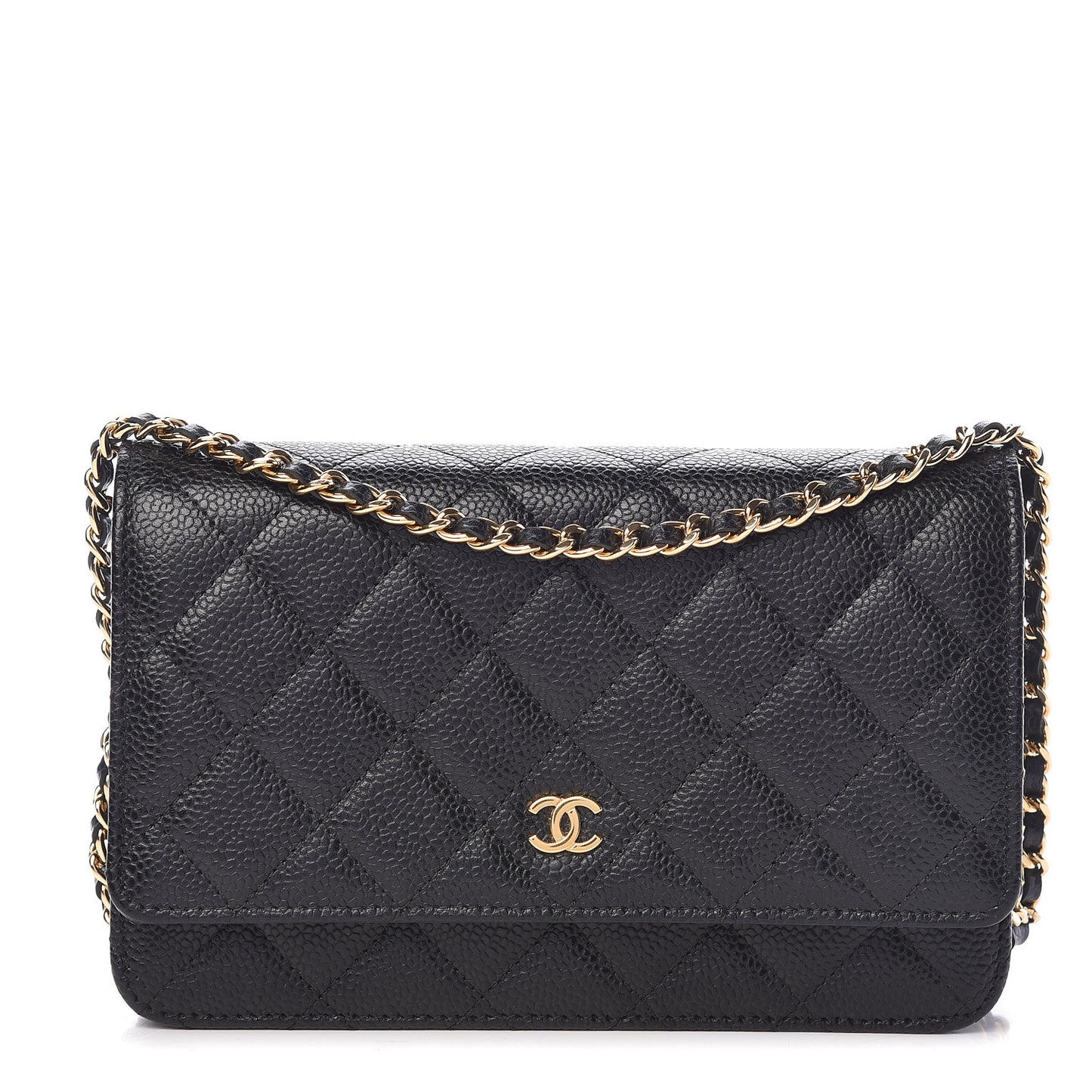 Caviar Quilted Wallet On Chain WOC Black