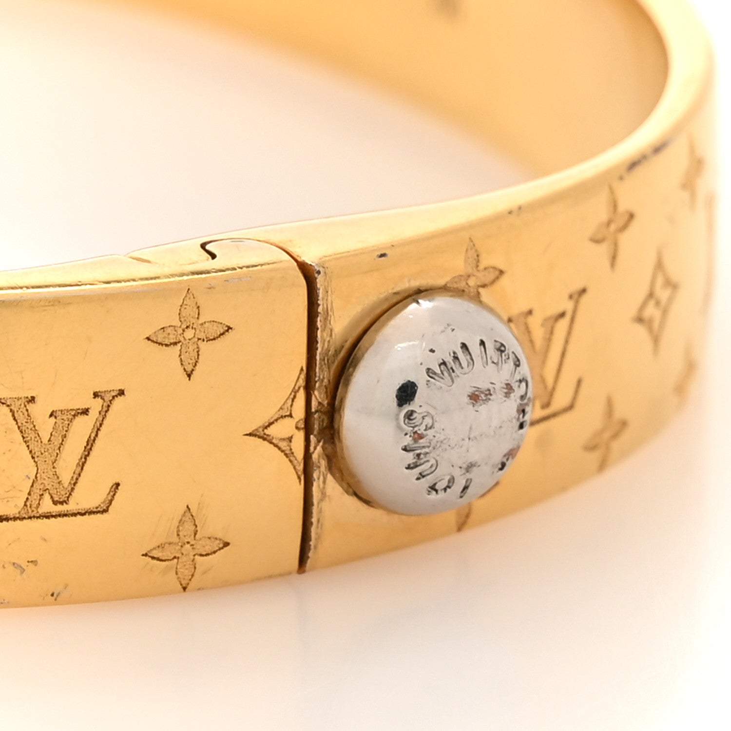 Louis Vuitton Brass Monogram Nanogram Cuff M Gold 7 of 7