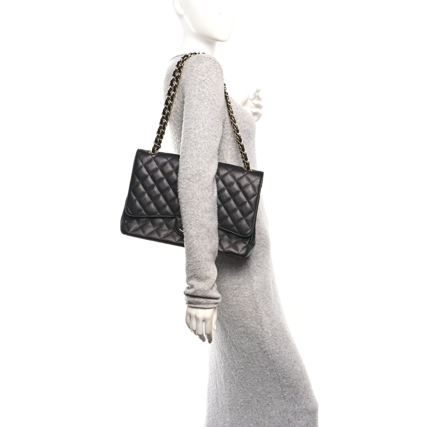 Caviar Quilted Maxi Double Flap Black