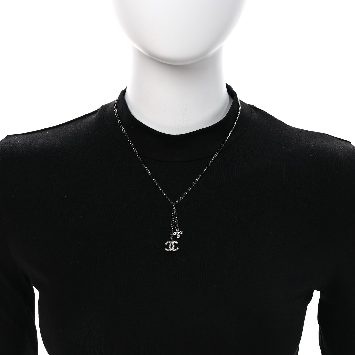 Ruthenium Crystal Flower CC Lariat Necklace
