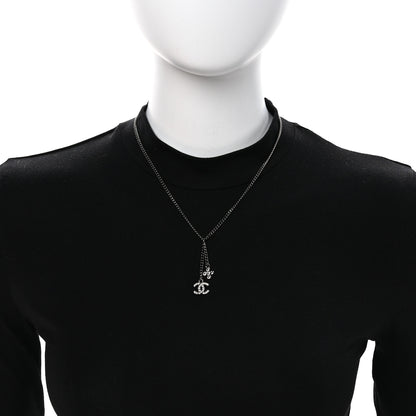 Chanel Ruthenium Crystal Flower CC Lariat Necklace 2 of 6