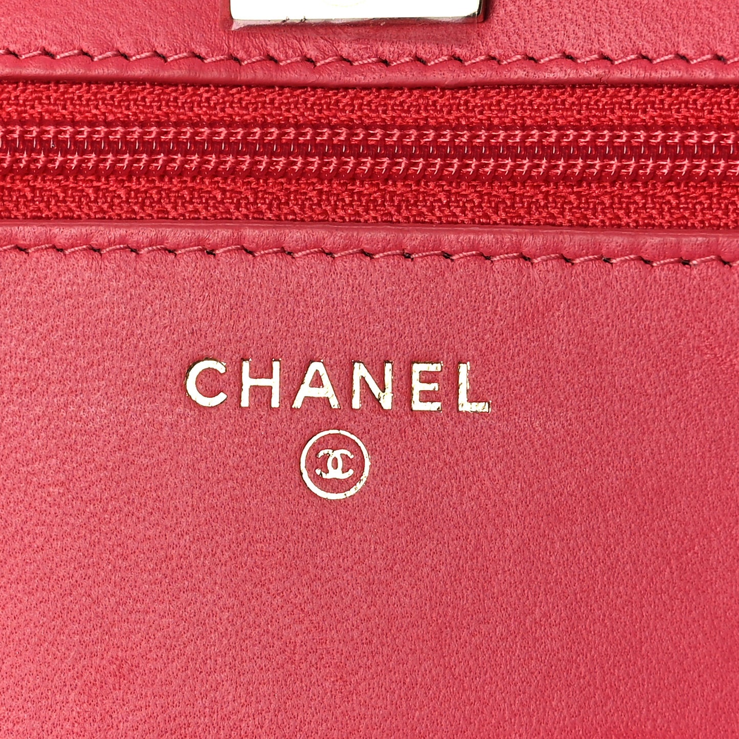Lambskin Quilted Trendy CC Wallet On Chain WOC Pink