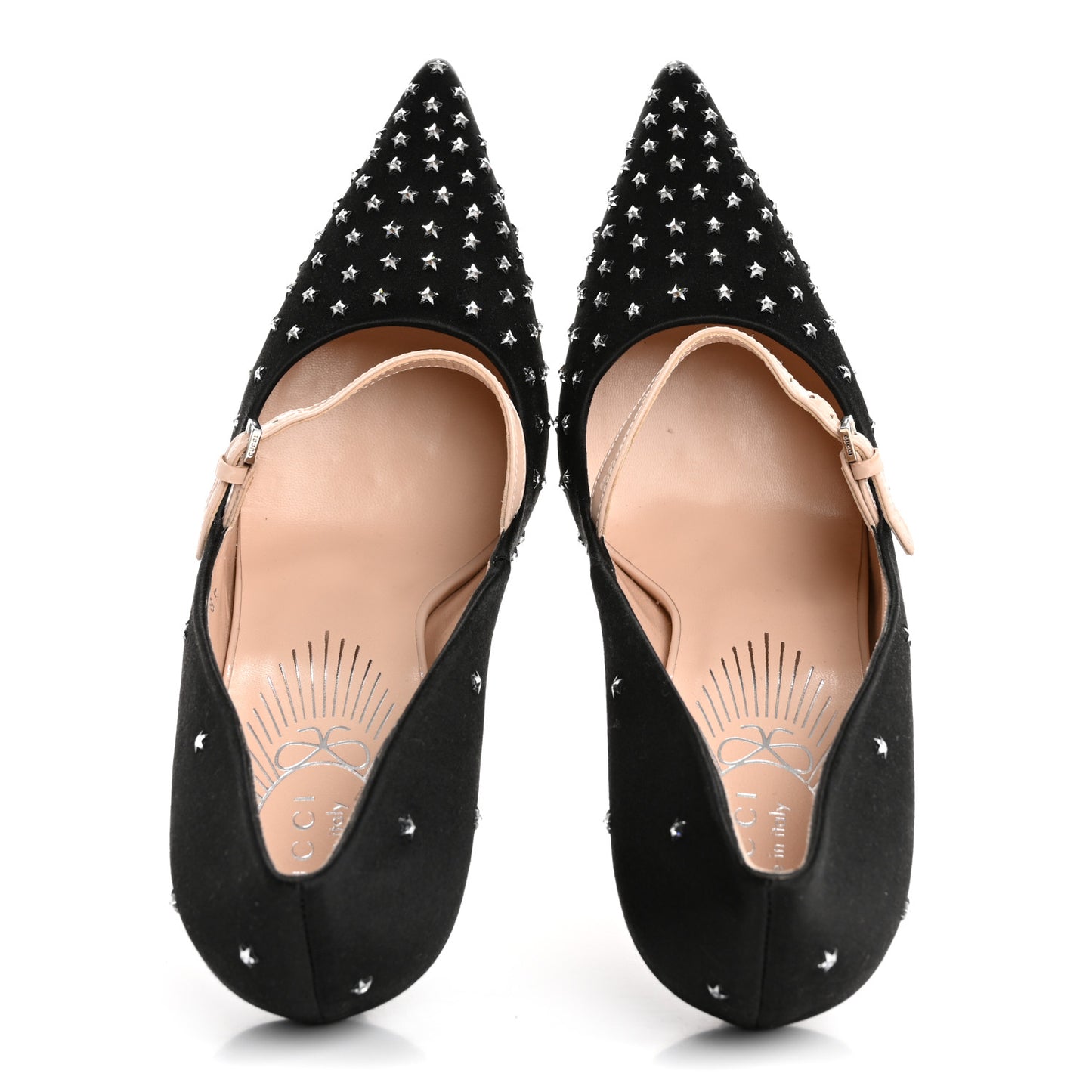 Silk Satin Star Studded Pumps 40 Black