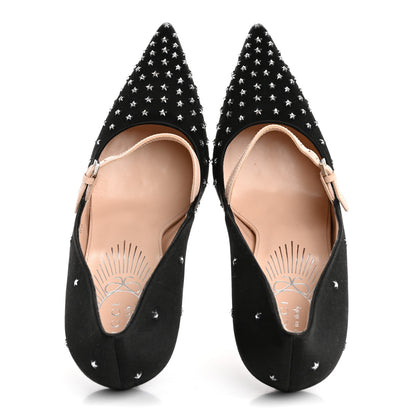 Gucci Silk Satin Star Studded Pumps 40 Black 2 of 10
