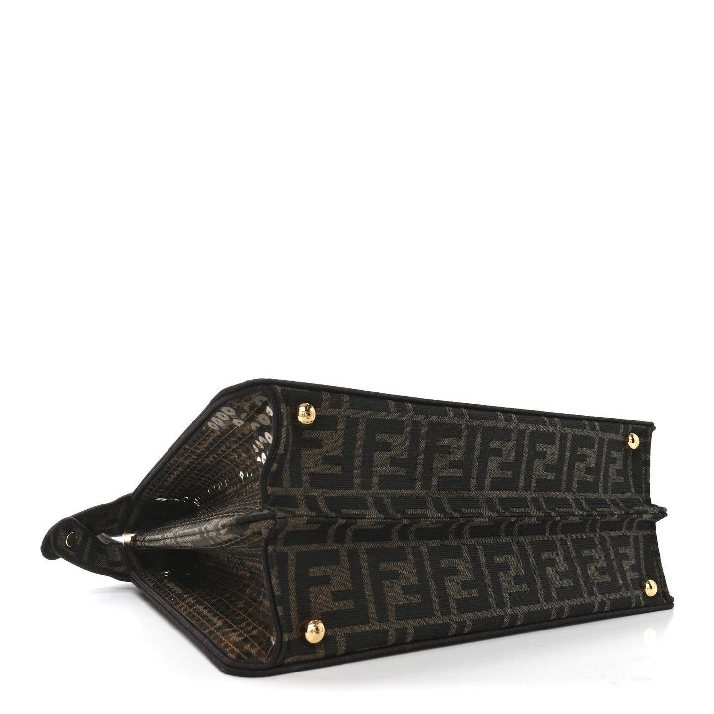 Fabric Jacquard Paillettes Vitello Seta FF 1974 Medium Peekaboo I SEE U Satchel Tobacco Moro
