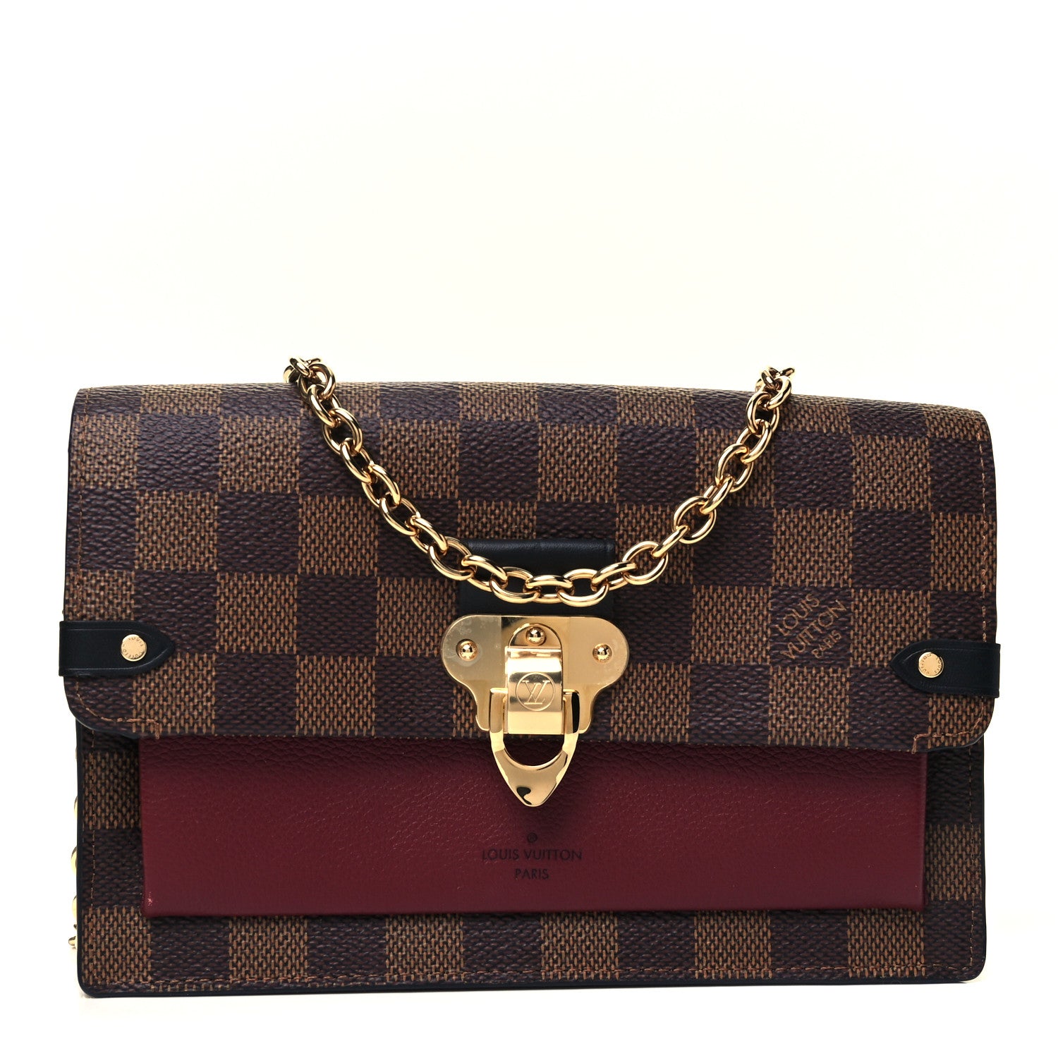 Louis Vuitton Damier Ebene Vavin Chain Wallet Red 1 of 9