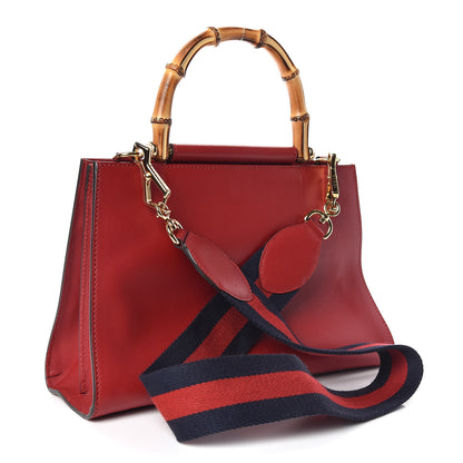 Gucci Nappa Bamboo Web Small Nymphaea Top Handle Bag Hibiscus Red 3 of 12