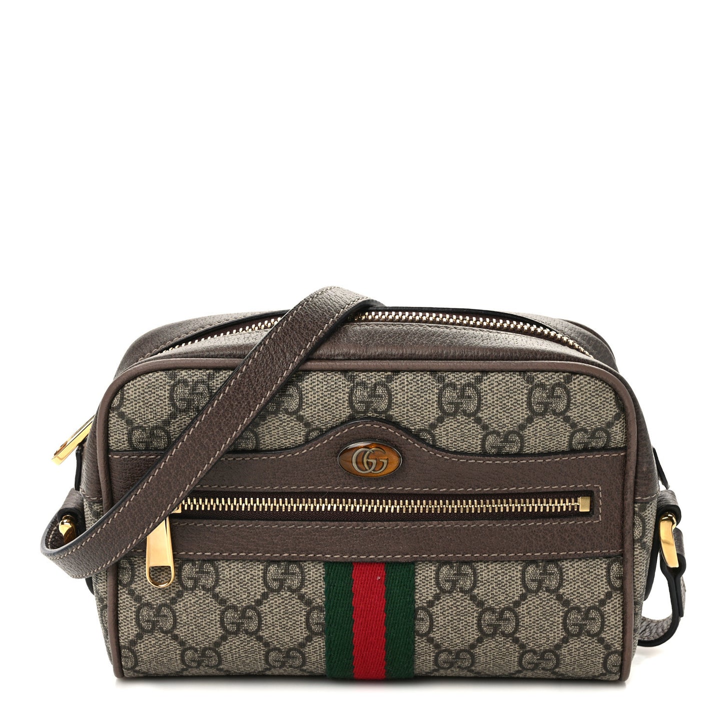 GG Supreme Monogram Web Mini Ophidia Shoulder Bag Brown