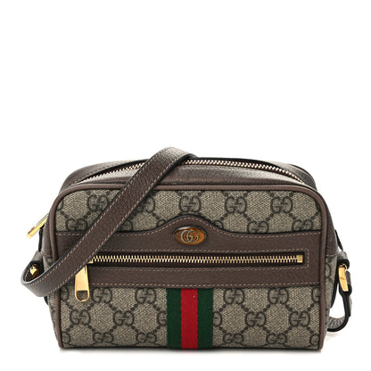 Gucci GG Supreme Monogram Web Mini Ophidia Shoulder Bag Brown 1 of 13