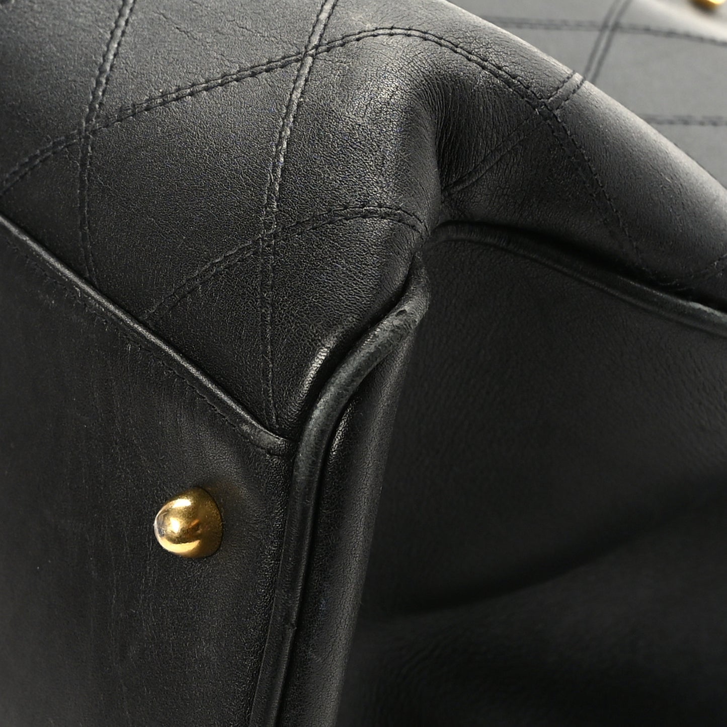 Calfskin Stitched XL Weekender Black