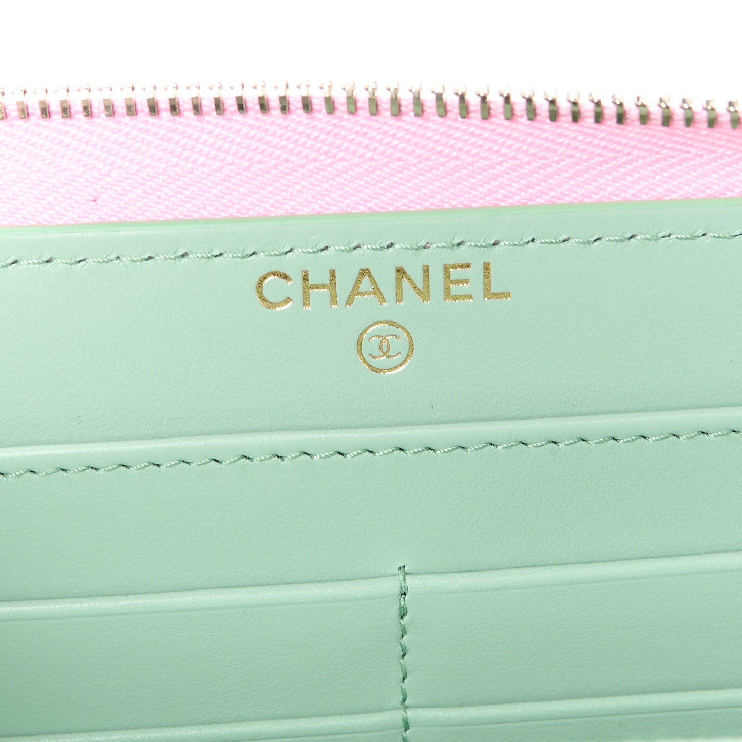 Caviar Quilted Perforated CC Long Zipped Wallet Pink