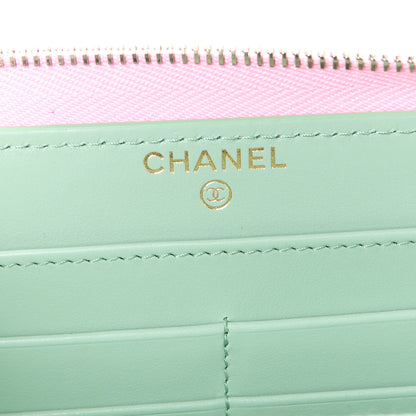 Chanel Caviar Quilted Perforated CC Long Zipped Wallet Pink 6 of 12