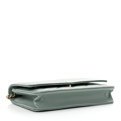 Chanel Caviar Quilted Wallet on Chain WOC Light Blue 4 of 13