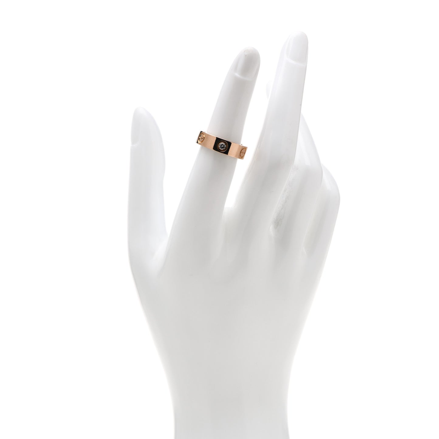 18K Pink Gold 3 Diamond 5.5mm LOVE Ring 51 5.75