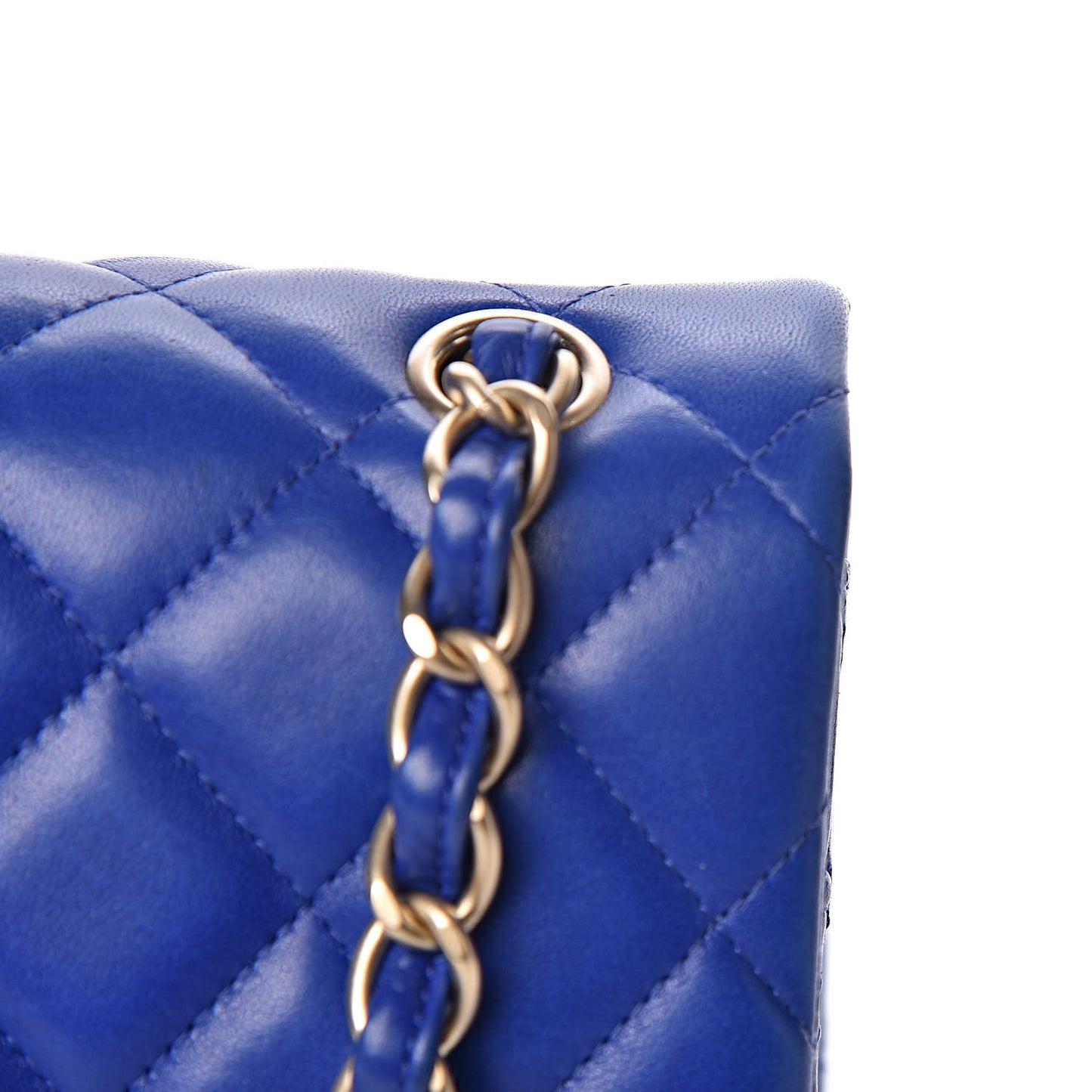 Lambskin Quilted Jumbo Double Flap Blue