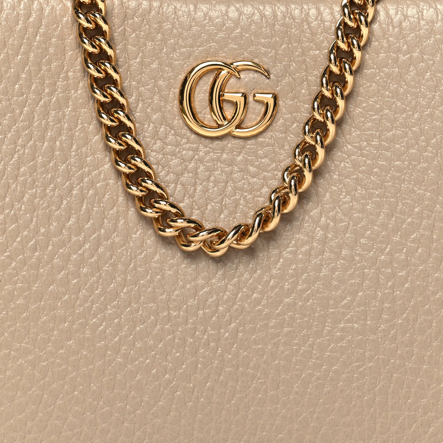 Dollar Calfskin Super Mini GG Marmont Chain Shoulder Bag Beige