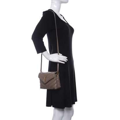Saint Laurent Calfskin Y Quilted Monogram Toy Loulou Crossbody Bag Taupe 2 of 11