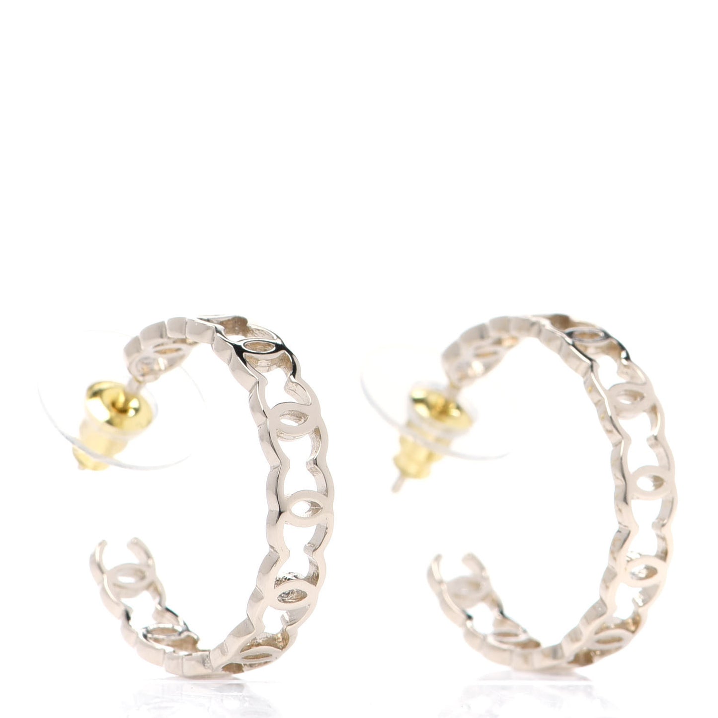 Metal CC Hoop Earrings Gold