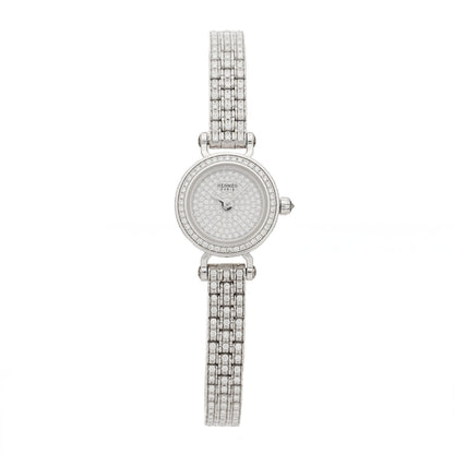 Hermes 18K White Gold Diamond Pave 16mm Faubourg Quartz Watch 1 of 5