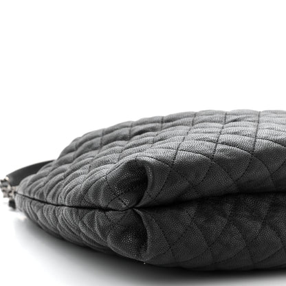 Chanel Distressed Glazed Caviar Quilted Large Elastic Tote Black 9 of 10
