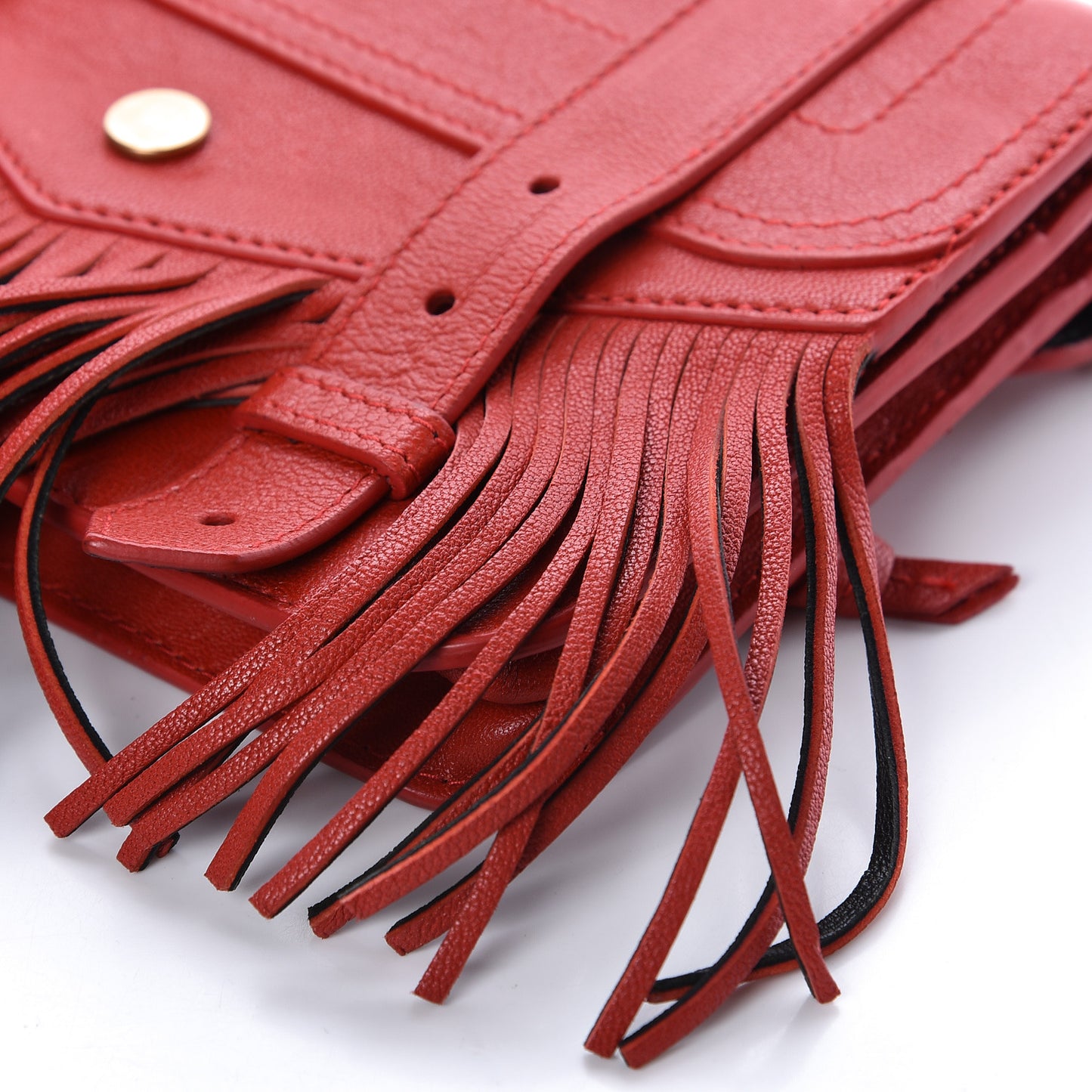 Lambskin PS1 Fringe Chain Wallet Red