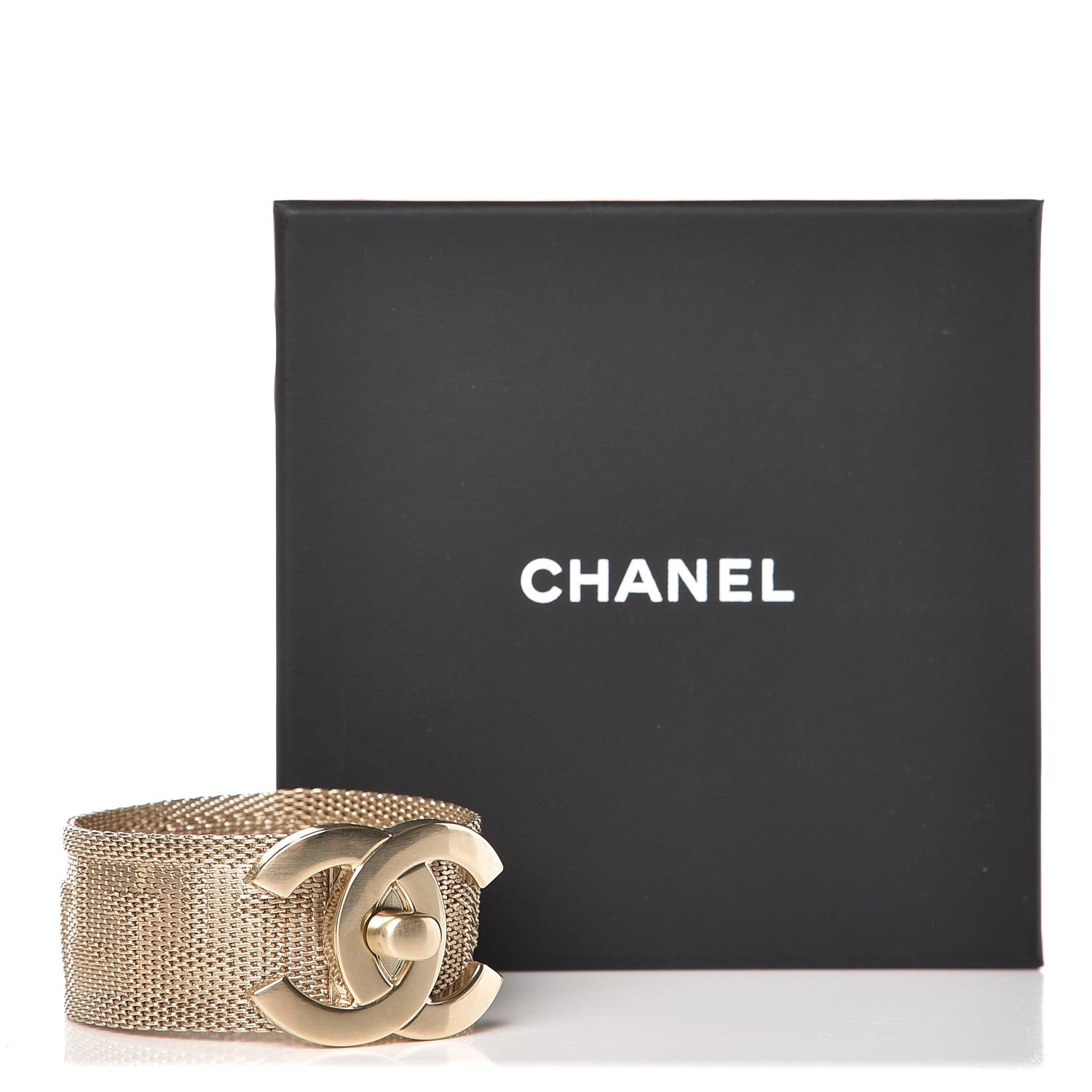 Chanel Metal Mesh CC Turnlock Bracelet Medium Gold 6 of 6