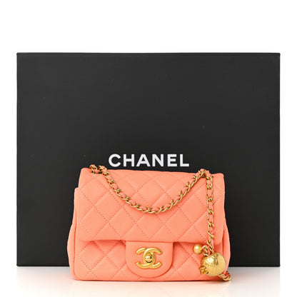 Chanel Lambskin Quilted Mini Pearl Crush Flap Light Orange 13 of 13
