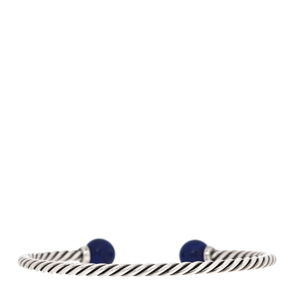 David Yurman Sterling Silver Diamond Lapis Lazuli 9mm Solari Bracelet 3 of 5