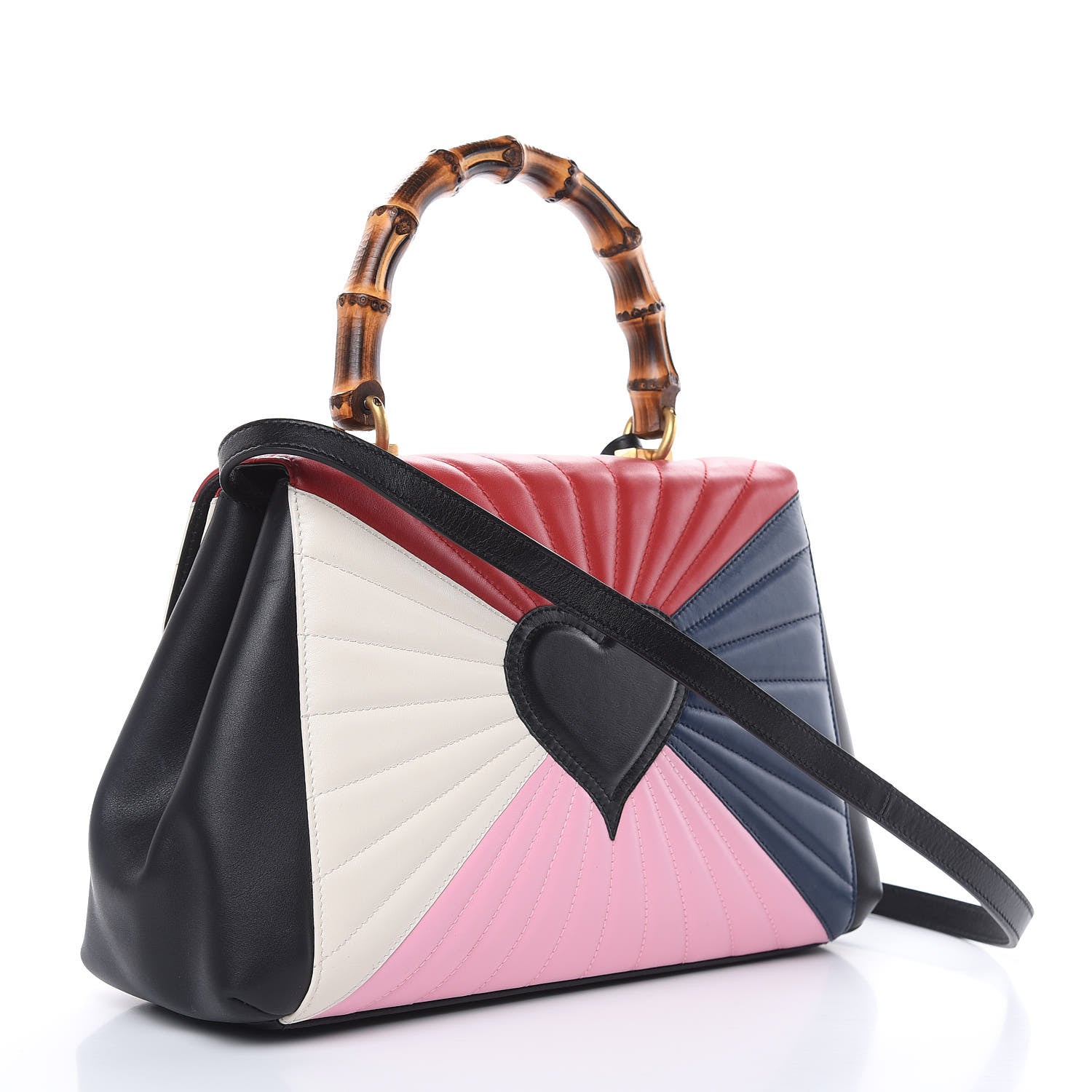 Gucci Calfskin Bamboo Trapuntata Queen Margaret Top Handle Bag Blue Agata Hibiscus Red Mystic White Sugar Pink 3 of 15