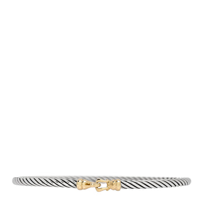 David Yurman Sterling Silver 18K Yellow Gold 3mm Cable Buckle Bracelet 1 of 3
