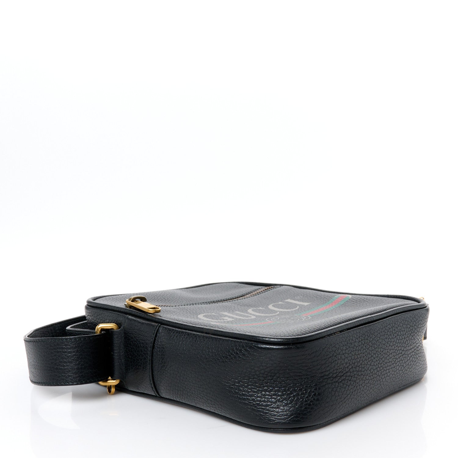Gucci Grained Calfskin Logo Messenger Bag Black 4 of 12