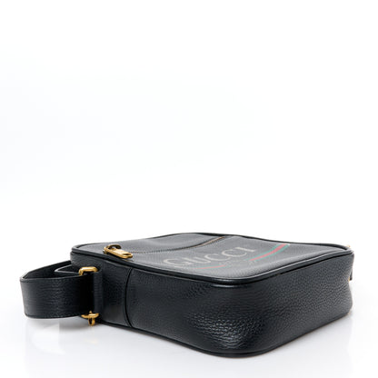 Gucci Grained Calfskin Logo Messenger Bag Black 4 of 12