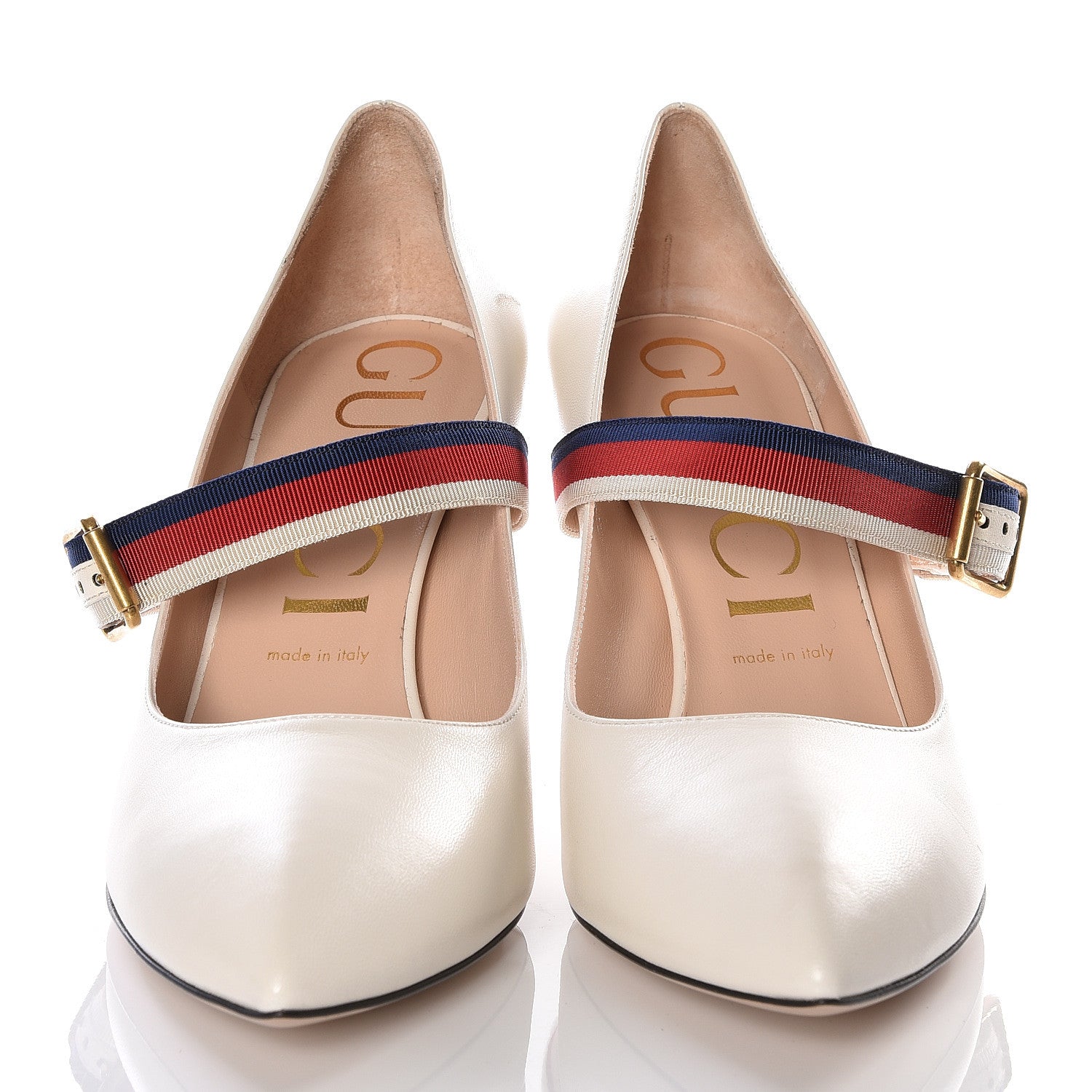 Gucci Malaga Kid Sylvie Mid Heel Pumps 40 Mystic White 3 of 11